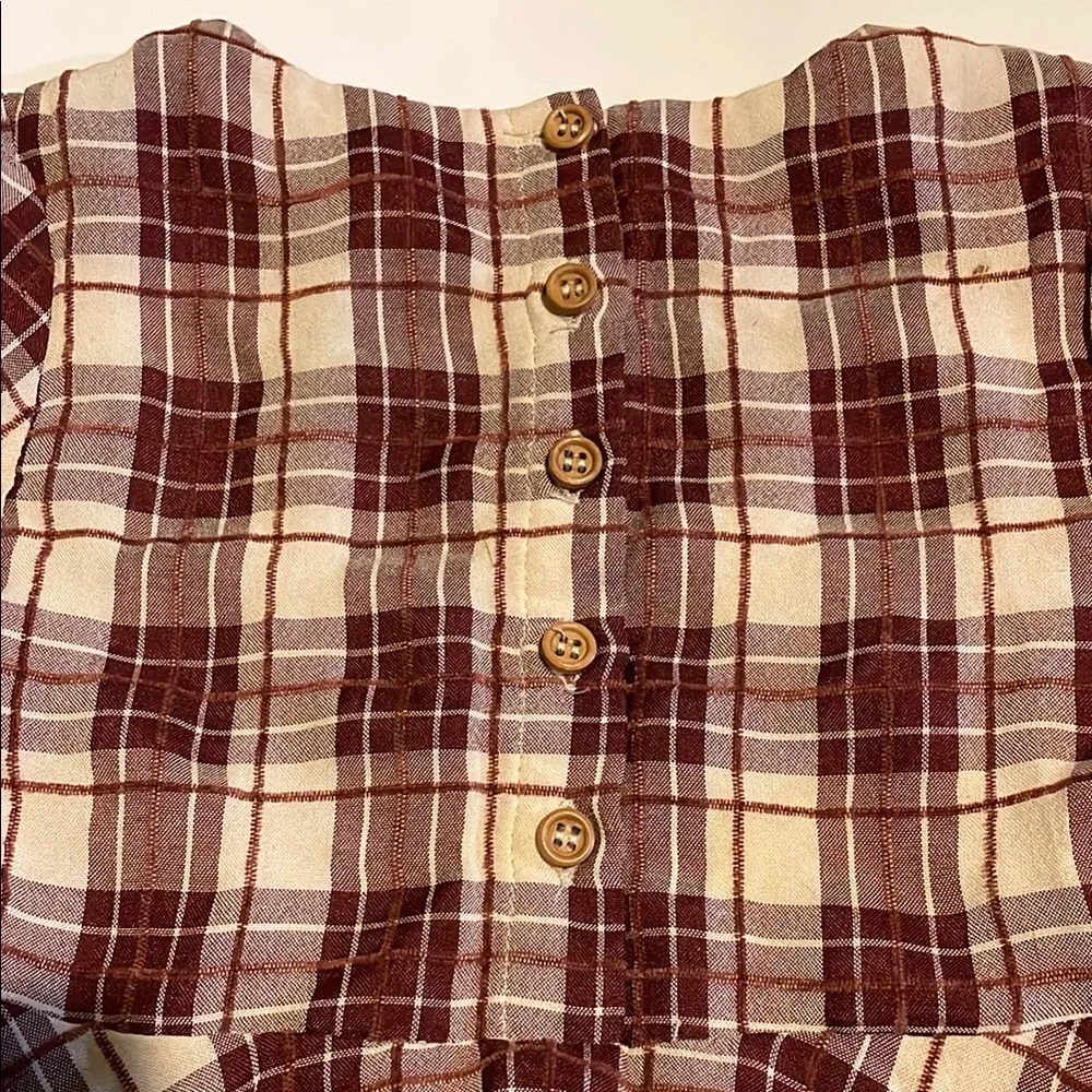 Kids Plaid Dress - Brown and White, size 2Y